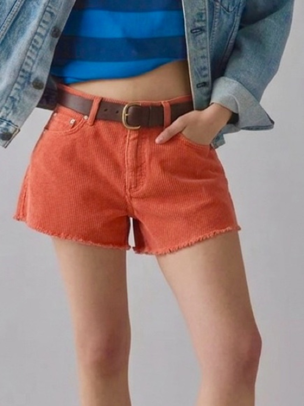 Urban Outfitters BDG Hot Orange Corduroy Denim Shorts Size27 Brand New